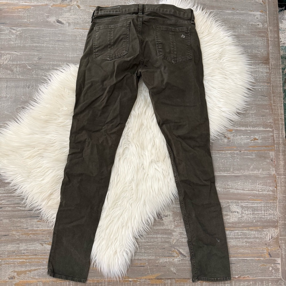 RAG & BONE Ridley Moto Wax Dark Olive Skinny Jeans - Picture 6 of 6